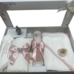 Set Trusou Botez Cu Lumanare Roz-Pudra