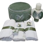 Set Trusou Botez Verde Cu Lumanare